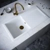 Venice 1.0 Bowl Matt White Composite Kitchen Sink + Chrome Waste