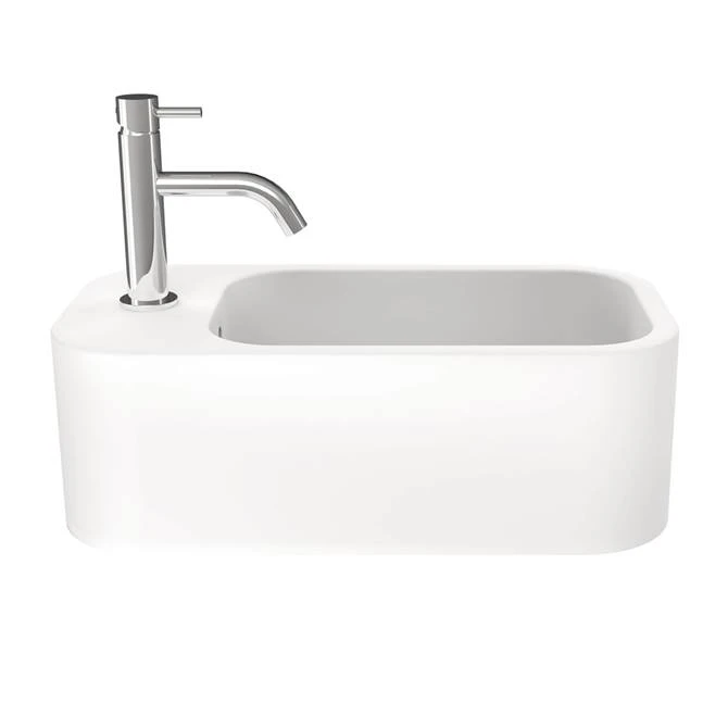 Crosswater Popolo 480 x 250mm (1TH) Wall Hung Cloakroom Basin - Matt White 1 Crosswater Popolo 480 x 250mm (1TH) Wall Hung Cloakroom Basin - Matt White