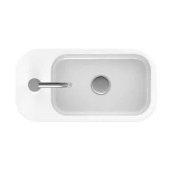 Crosswater Popolo 480 x 250mm (1TH) Wall Hung Cloakroom Basin - White Gloss -Victorian Plumbing Store WM4825SCW detail01 460