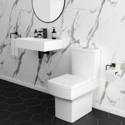 Arezzo 500mm Wall Mounted / Countertop Stone Resin Basin with Hidden Waste Cover 5 Arezzo 500mm Wall Mounted / Countertop Stone Resin Basin with Hidden Waste Cover -Victorian Plumbing Store WMC5PMB d4 460