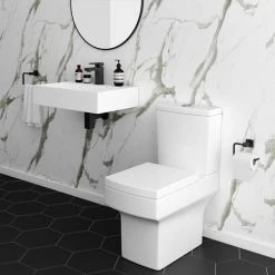 Arezzo 600mm Wall Mounted / Countertop Stone Resin Basin with Hidden Waste Cover -Victorian Plumbing Store WMC6PMB nd4 460