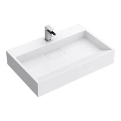 Arezzo 700mm Wall Mounted / Countertop Stone Resin Basin with Hidden Waste Cover 8 Arezzo 700mm Wall Mounted / Countertop Stone Resin Basin with Hidden Waste Cover -Victorian Plumbing Store WMC7PMB d4 460