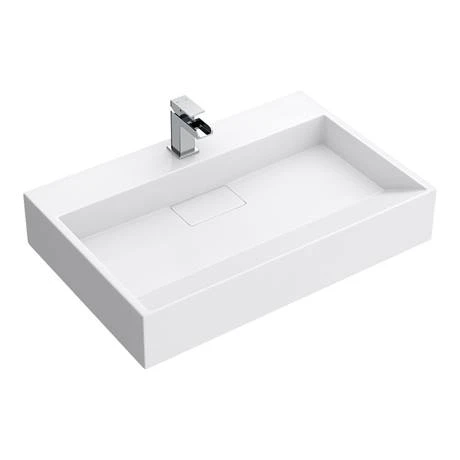 Arezzo 700mm Wall Mounted / Countertop Stone Resin Basin with Hidden Waste Cover 4 Arezzo 700mm Wall Mounted / Countertop Stone Resin Basin with Hidden Waste Cover - Image 4