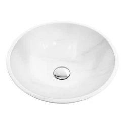 600 x 450mm White Shelf with Round White Marble Basin -Victorian Plumbing Store WSMW001 detail2 460