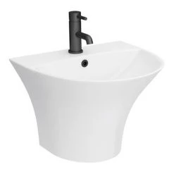 Arezzo Curved Ceramic One Piece Wall Hung Basin 1TH - 540mm Wide -Victorian Plumbing Store Z500M detail3 460